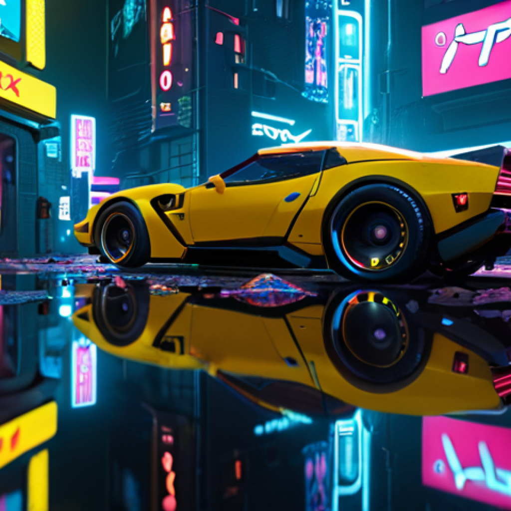 **Realistic Cyberpunk 2077 scene:** Ray tracing reflections in a puddle, showcasing the visual fidelity of an RTX 40 series card. Hyperrealistic details, neon lights, futuristic cityscape.