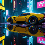 **Realistic Cyberpunk 2077 scene:** Ray tracing reflections in a puddle, showcasing the visual fidelity of an RTX 40 series card. Hyperrealistic details, neon lights, futuristic cityscape.