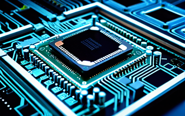 A high-definition macro photograph of a state-of-the-art computer chipset, gleaming under precise laboratory lighting. Intricate, glowing data pathways radiate from the central chipset, subtly connecting to conceptual representations of CPU, RAM, and GPU components in a synchronized network. The image conveys precision engineering and advanced technology, set within a sterile, futuristic research lab background. The composition highlights the chipset as the orchestrator of data flow, emphasizing its critical role in system performance. Safe for work, appropriate content, fully clothed (N/A for component focus), professional. Professional photography, high quality, sharp focus.