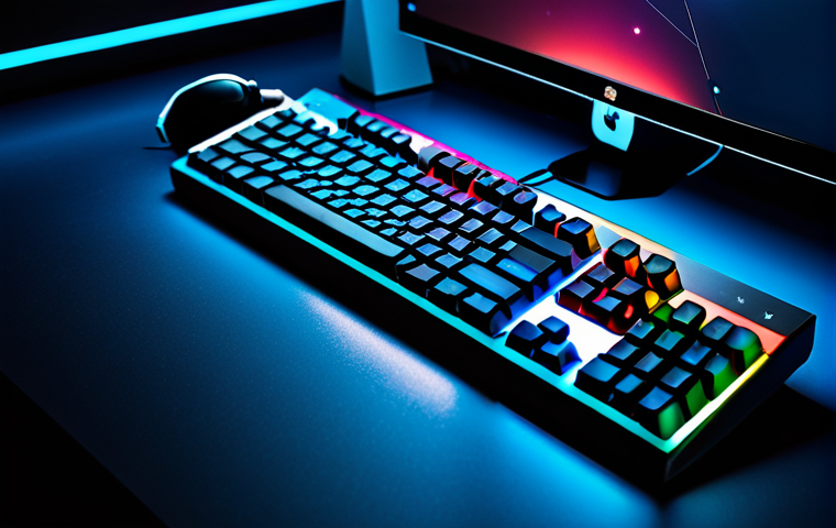 RGB 조명 키보드와 일반 키보드 비교 - RGB Keyboard Setup - Gaming Focus**

*   **Subject:** A high-end RGB mechanical keyboard with vibran...