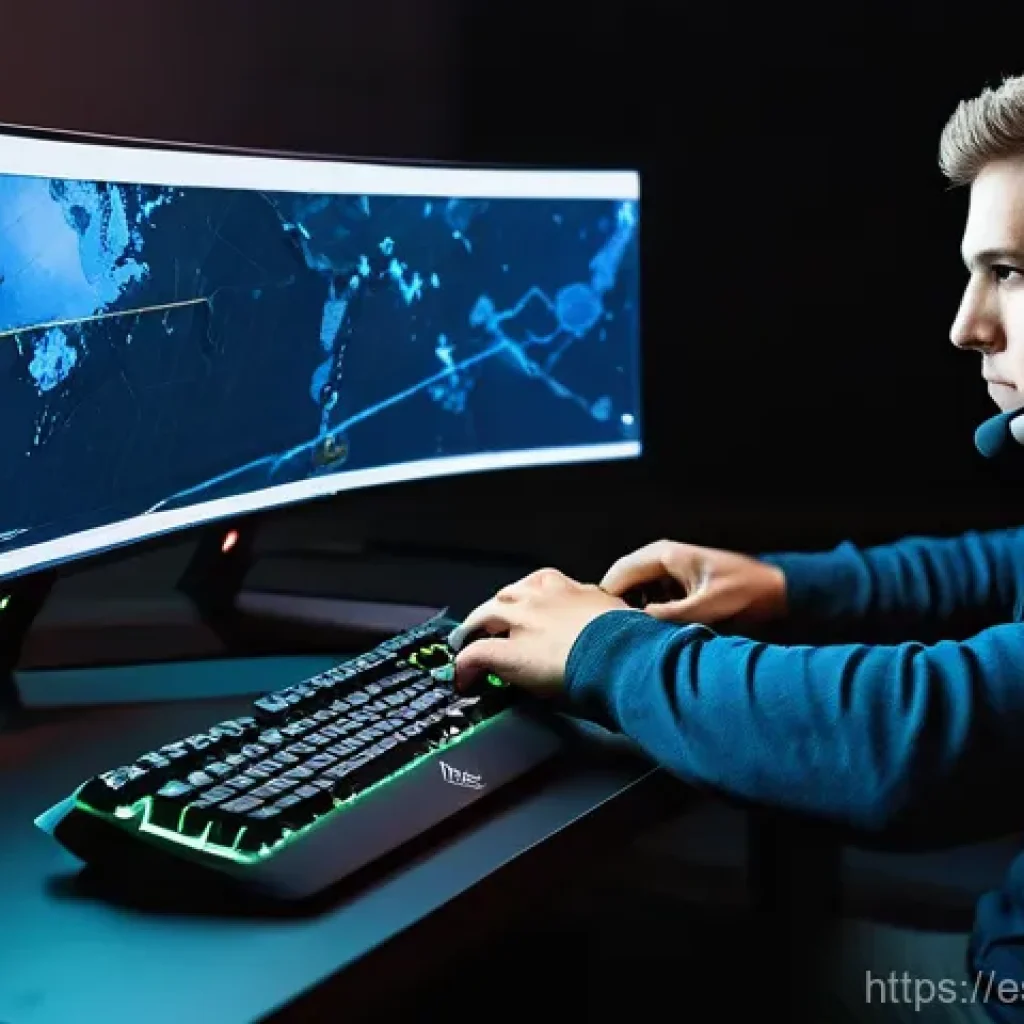 게이밍 마우스 DPI 설정 가이드 - **"Precision Aim in a Tactical Shooter"**
    A focused gamer, late teens to early twenties, is inte...