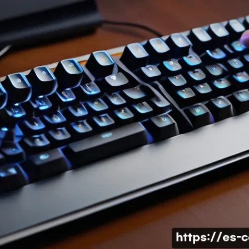 키보드 스위치 종류와 특징 - A close-up, hyper-realistic image of a modern mechanical keyboard with linear switches being pressed...