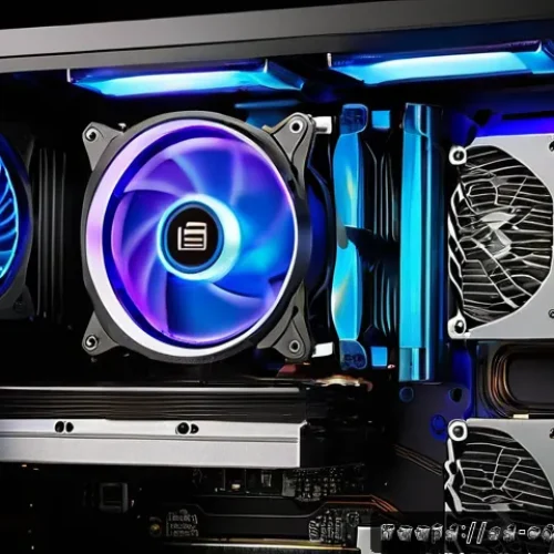 컴퓨터 그래픽카드 온도 관리 방법 - A high-detail interior view of a modern PC case optimized for airflow, featuring strategically place...