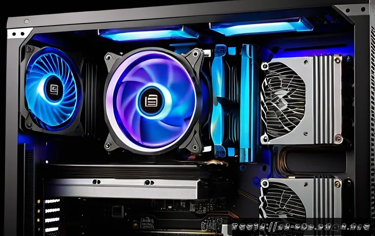 컴퓨터 그래픽카드 온도 관리 방법 - A high-detail interior view of a modern PC case optimized for airflow, featuring strategically place...