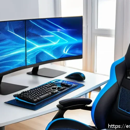 컴퓨터 성능 테스트 소프트웨어 추천 - A modern home office setup featuring a sleek desktop computer with multiple monitors displaying real...