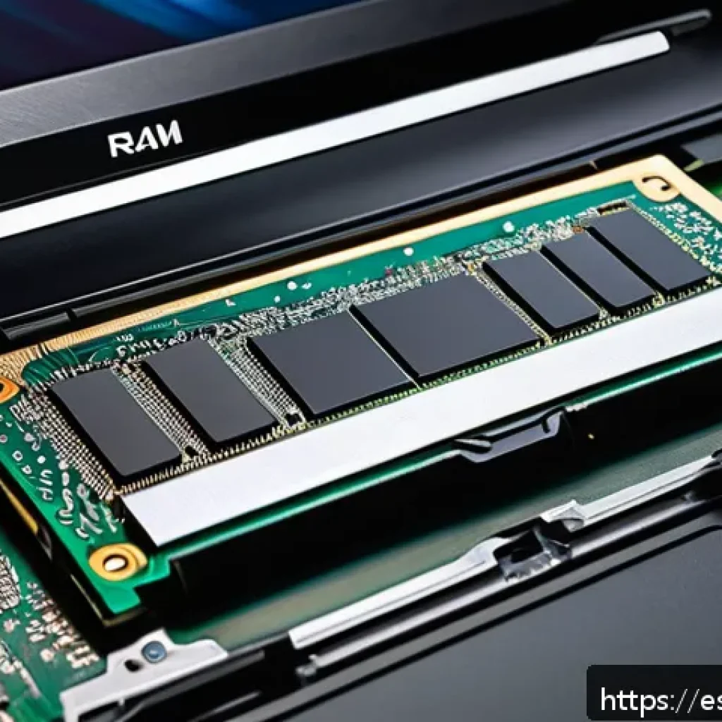 노트북의 SSD 업그레이드 방법 - A detailed close-up of a modern laptop with its bottom cover removed, showing the internal component...
