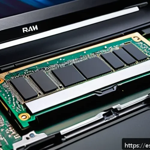 노트북의 SSD 업그레이드 방법 - A detailed close-up of a modern laptop with its bottom cover removed, showing the internal component...